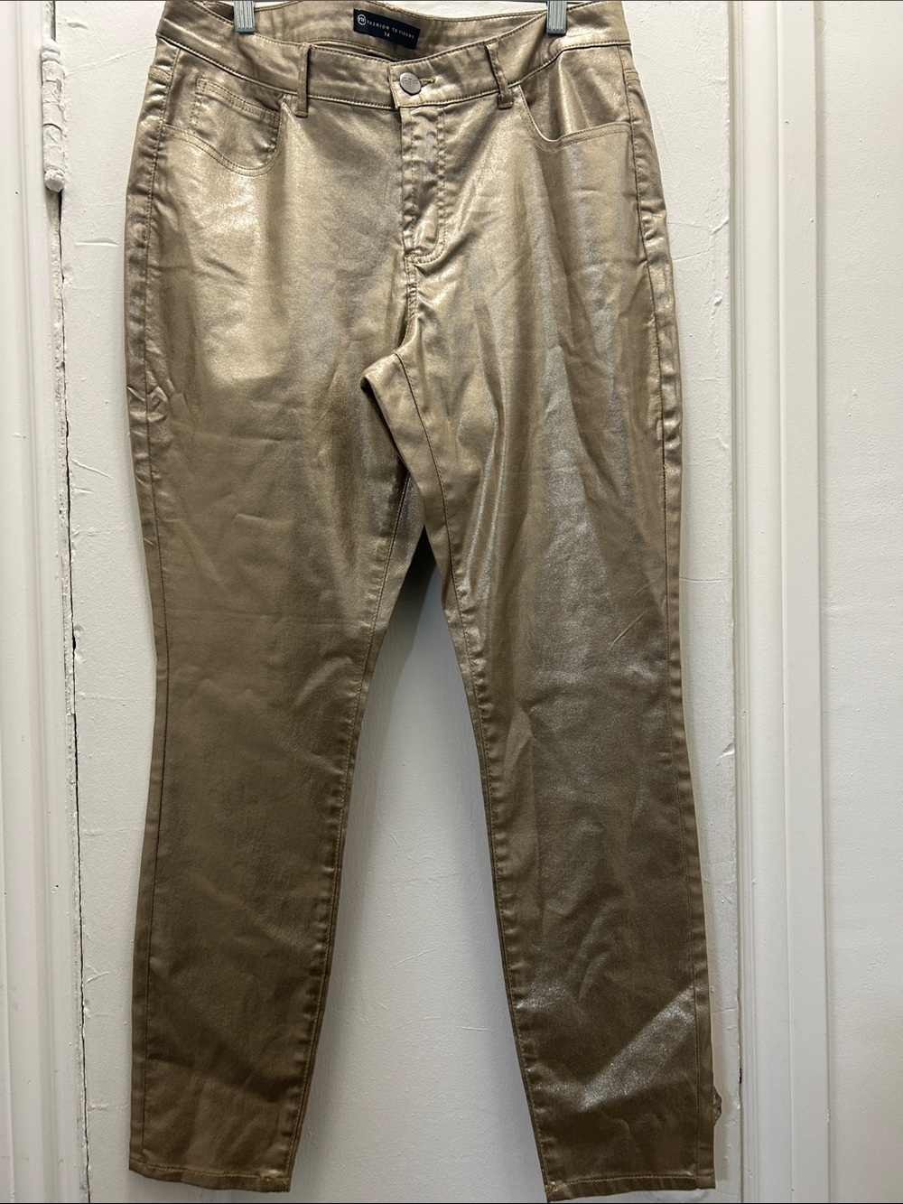 FTF Metallic Gold High-Rise Skinny Jeans